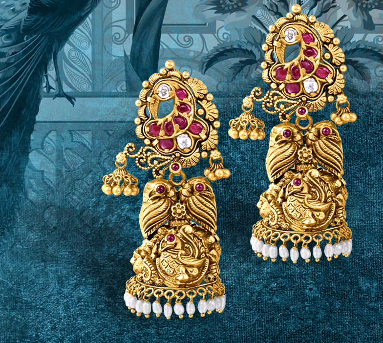 gold kundan jhumki