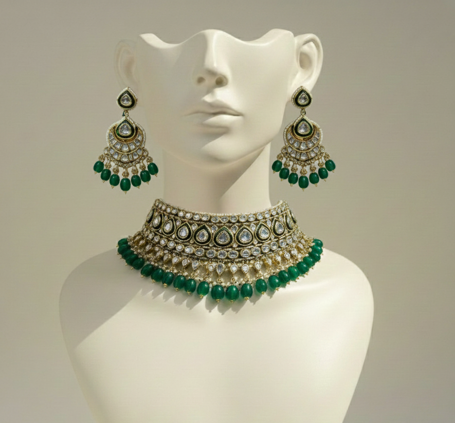 gold kundan polki set