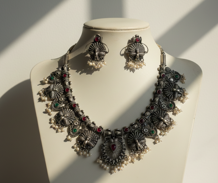 silver nakshi neckless