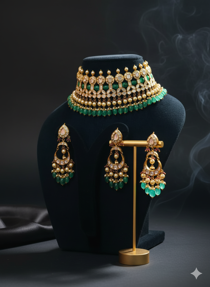 gold kundan polki set