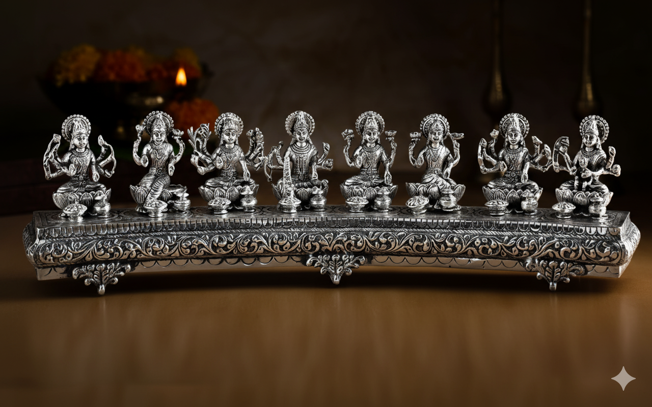 astha lakshmi silver idol