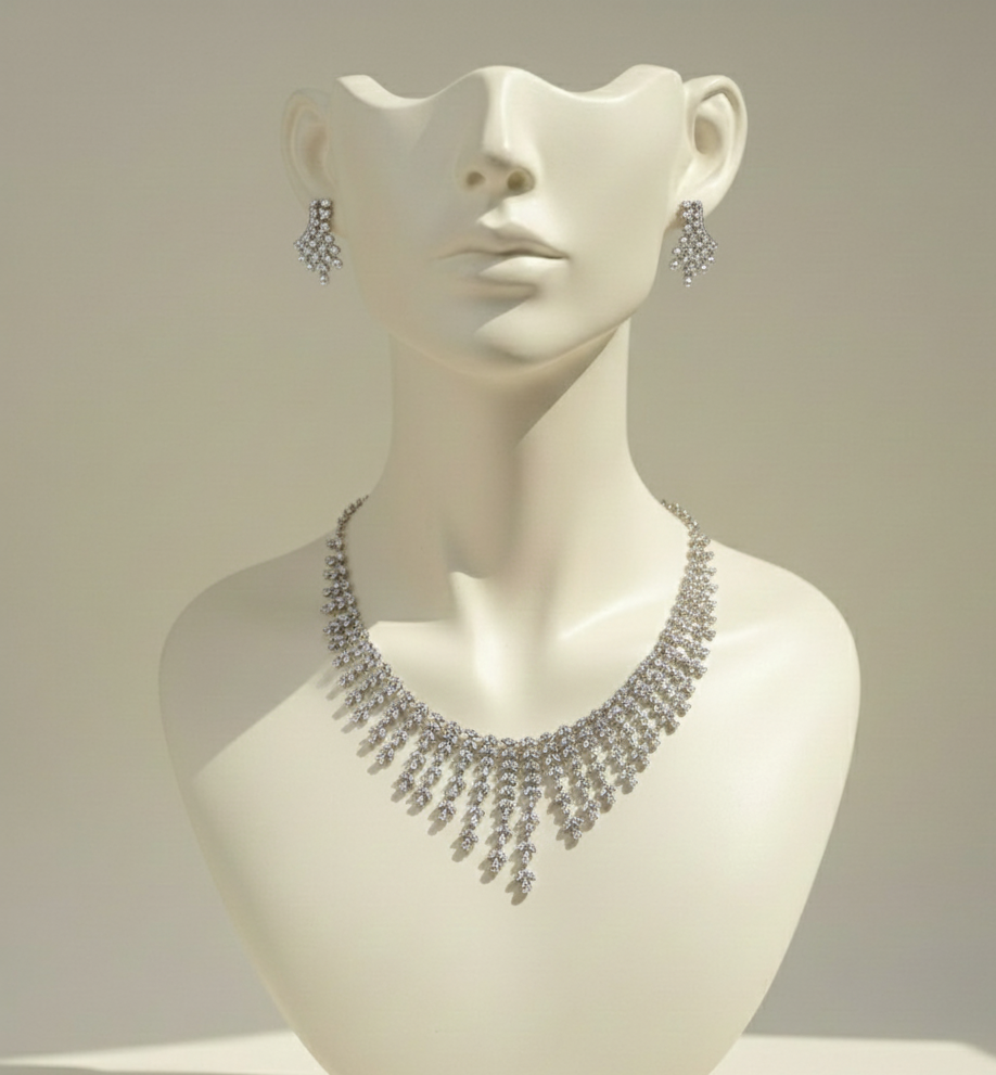 real dimond gold neckless set