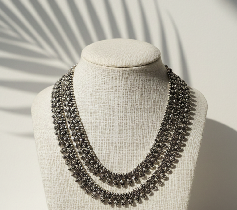 double line silver neckless