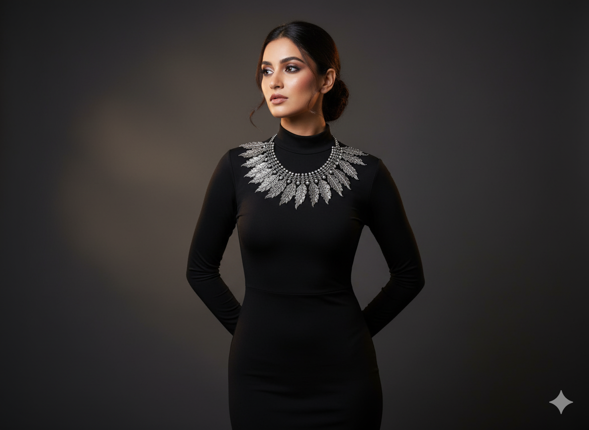 antique silver leaf neckless