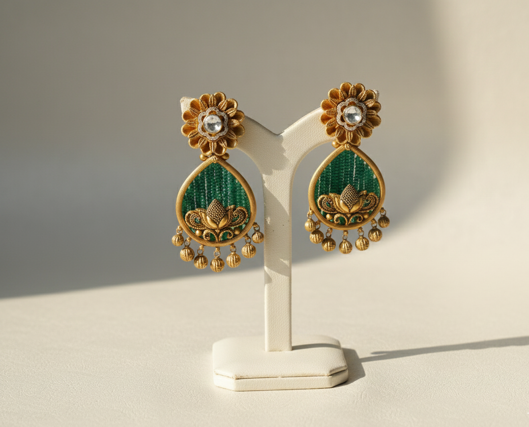 gold jadau earings