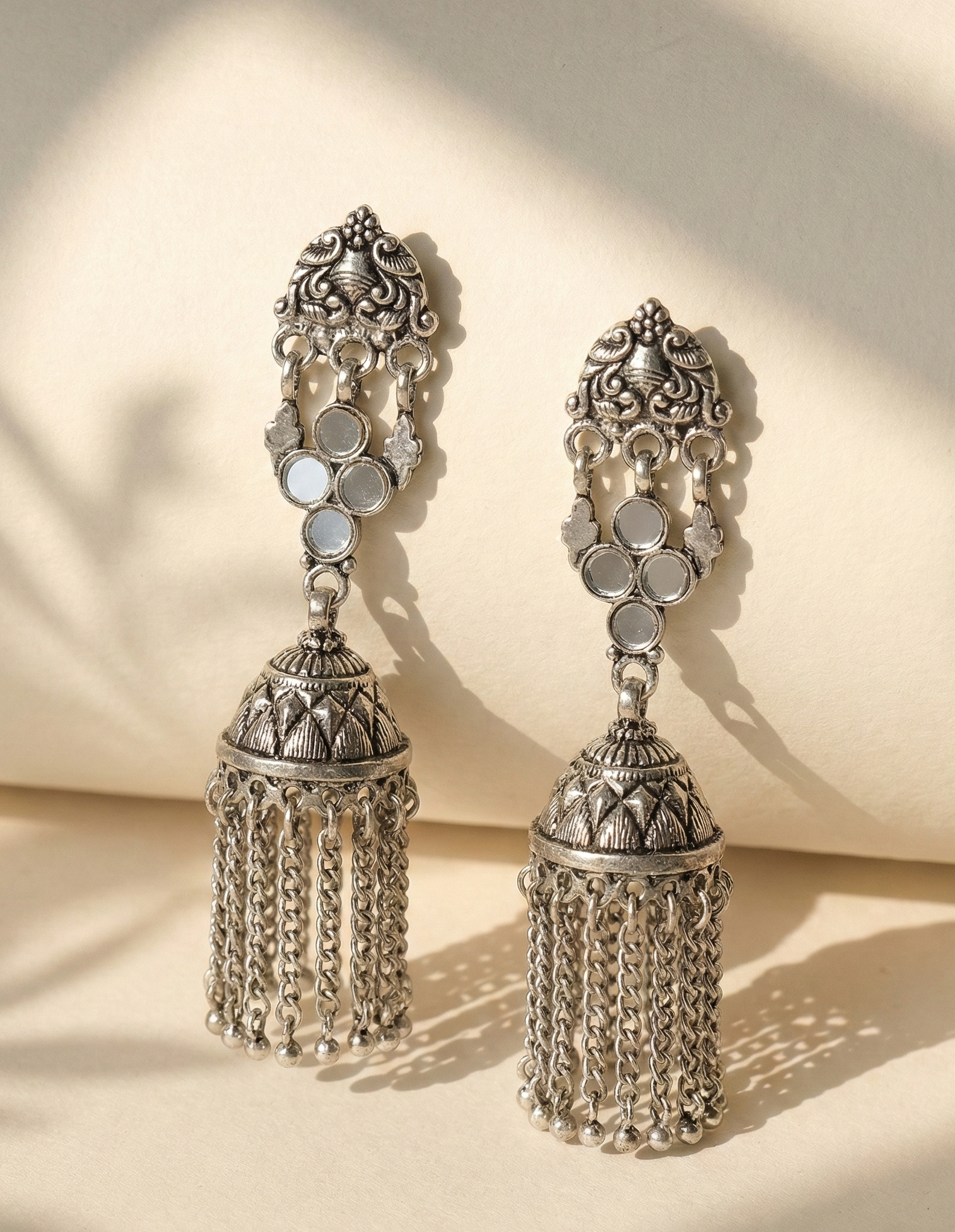 silver jhumki earings