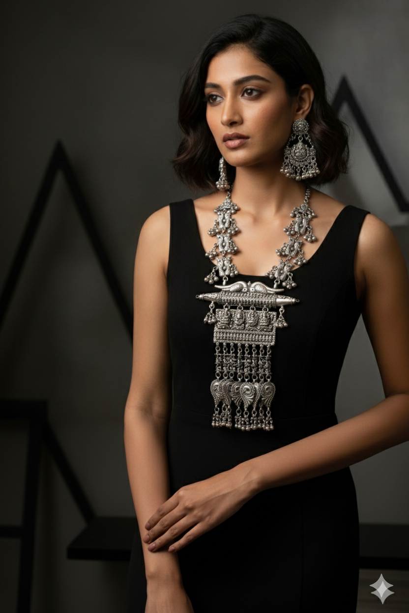 silver full neck taweta