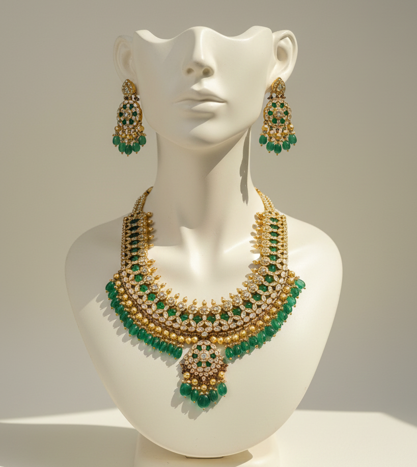 gold kundan polki set