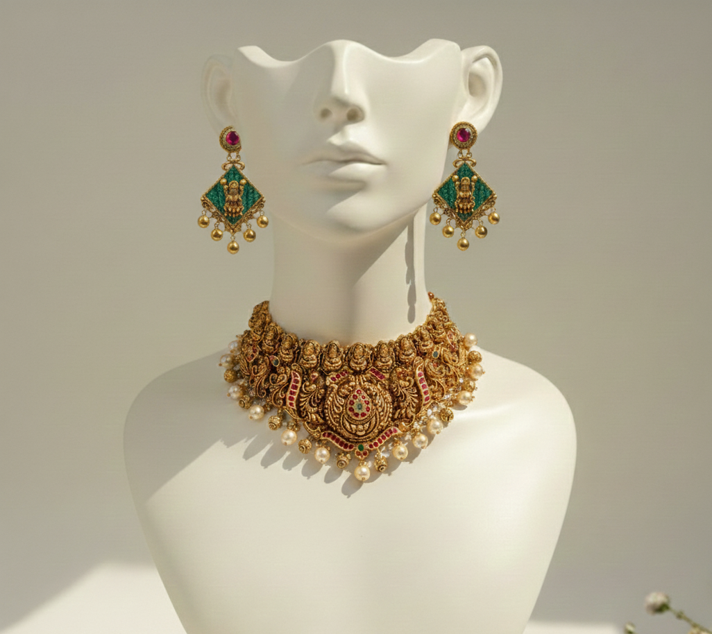 22k gold nakkshi choker