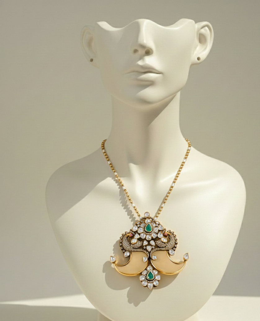 lion teeth dimond pendent