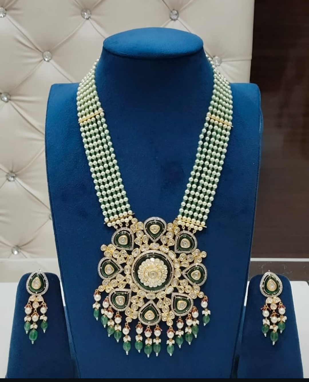 dimond polki pendent set