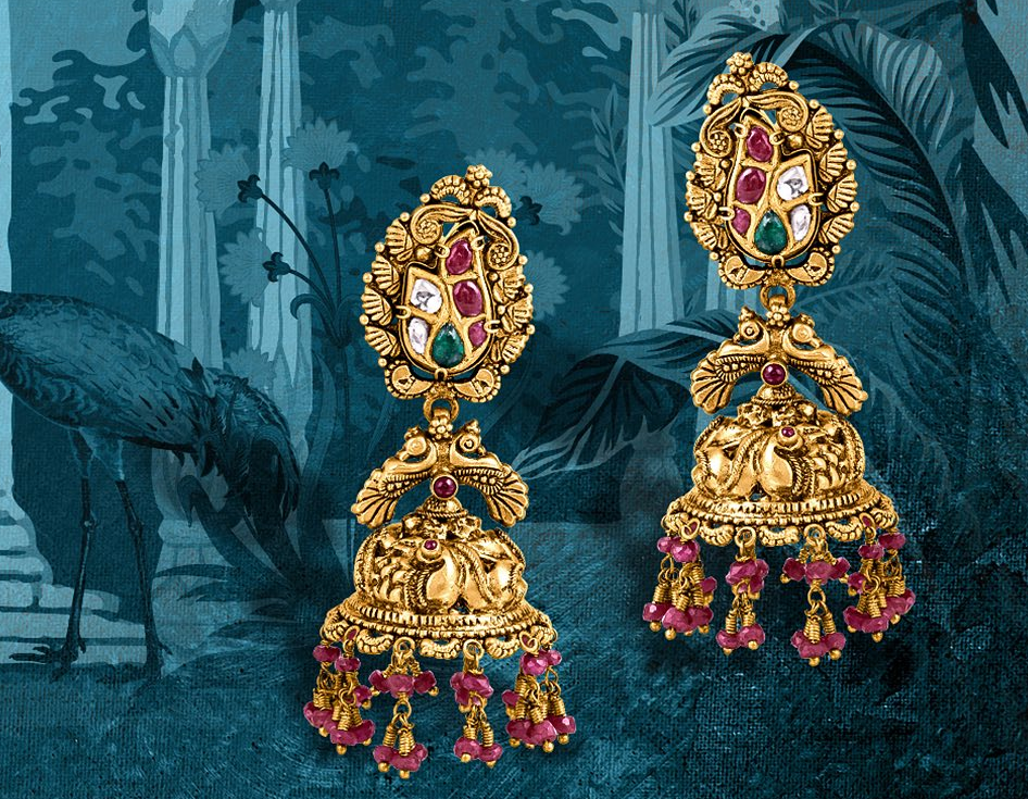gold kundan jhumki