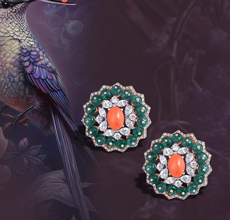 natural corel dimond earings