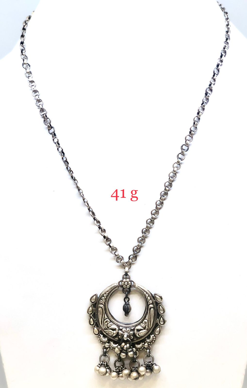 silver plain chain pendent set