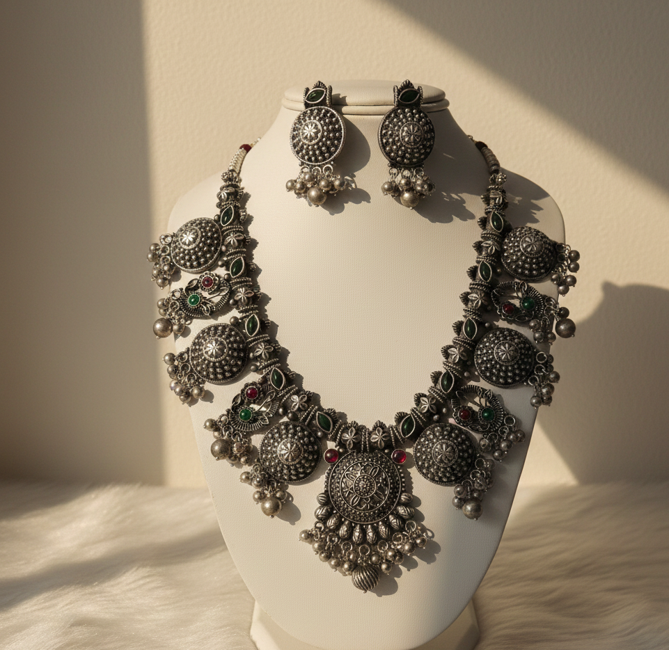 silver nakshi neckless