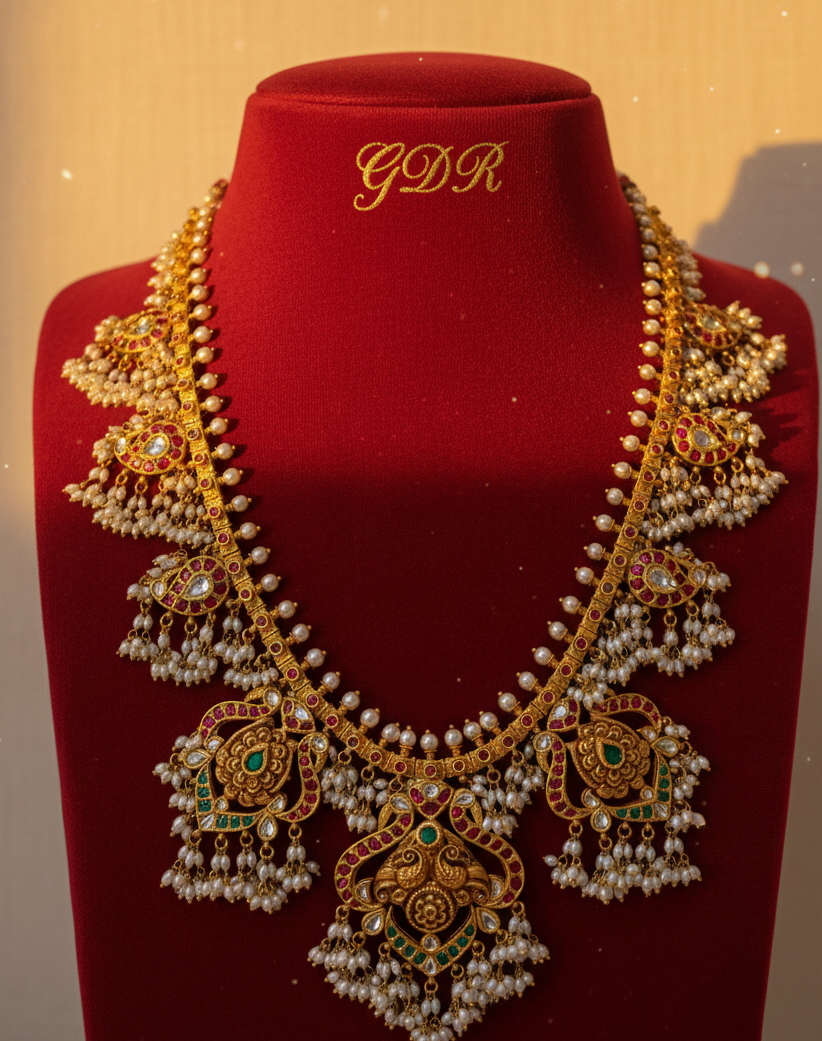 22k jadau kundan nakkshi guttapusalu